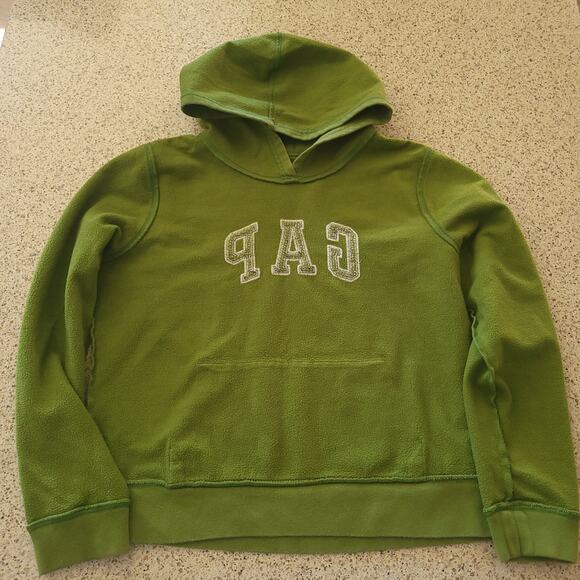 VTG GAP 2000s Womens Classic Brand Logo Spell Out Cropped Hoodie Green Navy✨️M - Picture 9 of 10